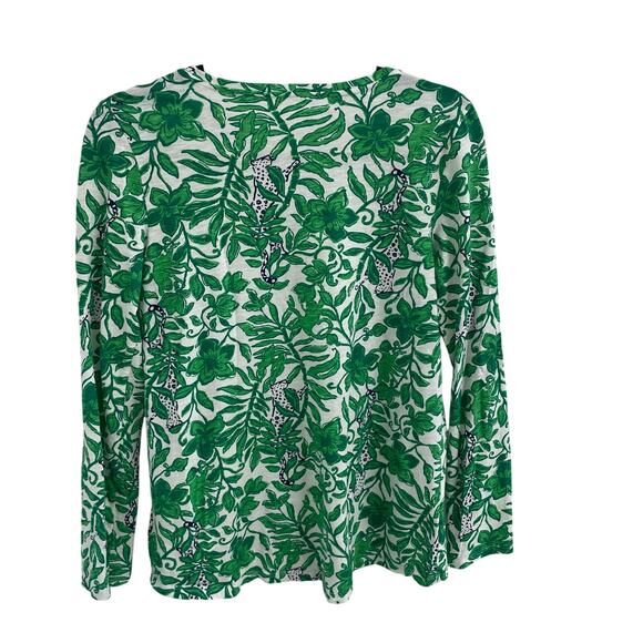 Lilly Pulitzer Etta Scoop Neck Top Fiddle Leaf Green Lil Escape Plan Womens XS - Picture 6 of 8